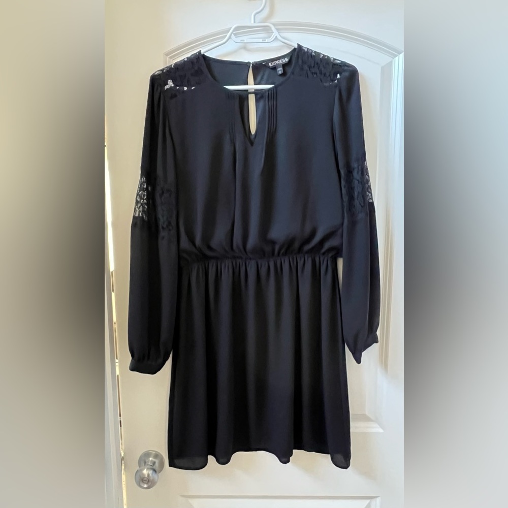 Express black dress, lace detail, size medium.